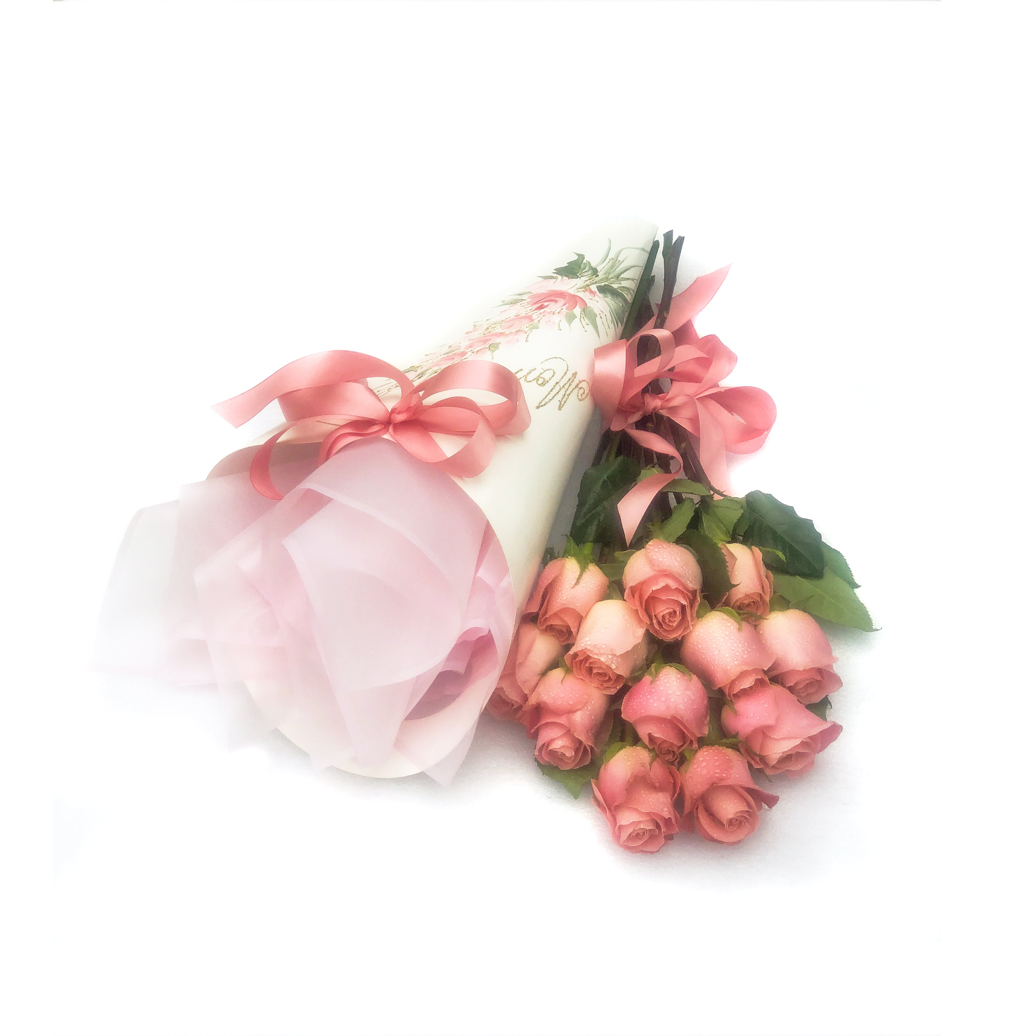 Long Stem Ecuadorian Roses Handpainted Decorative Cone