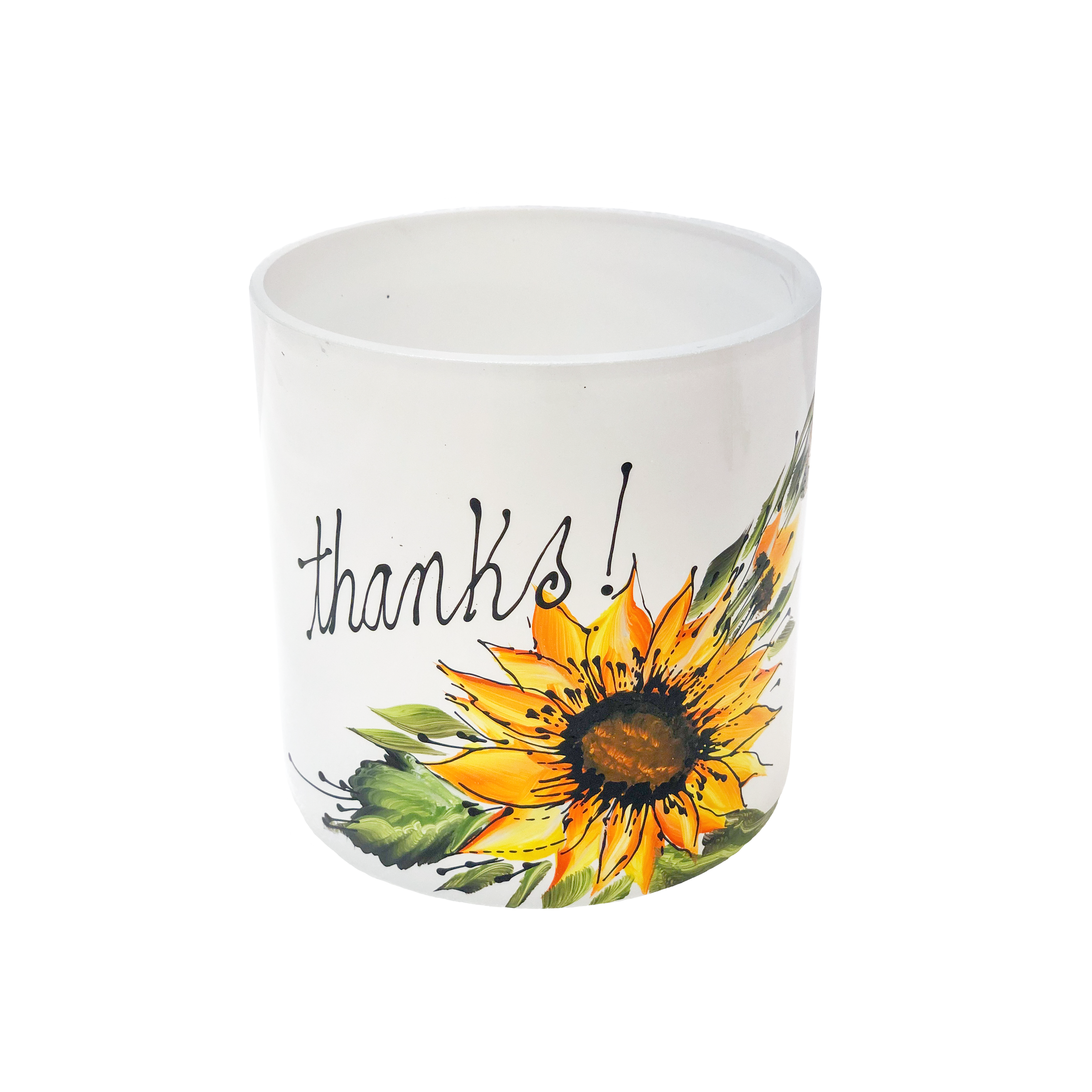 Hand-Painted White Glass Vase