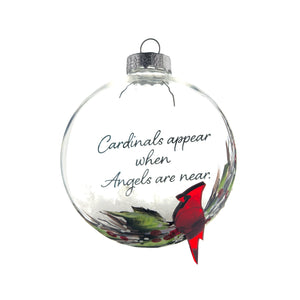 Clear Glass Cardinal Memorial Ornaments