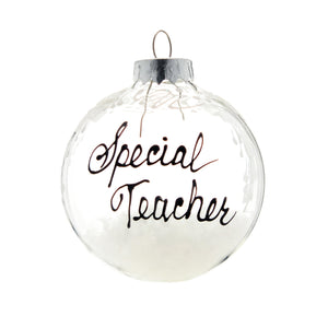 Clear Glass White Floral Design Ornaments