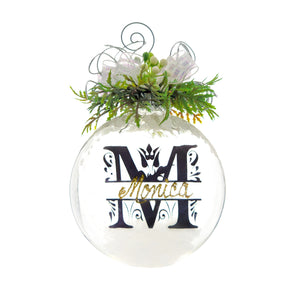 Clear Glass Monogram Design Ornaments