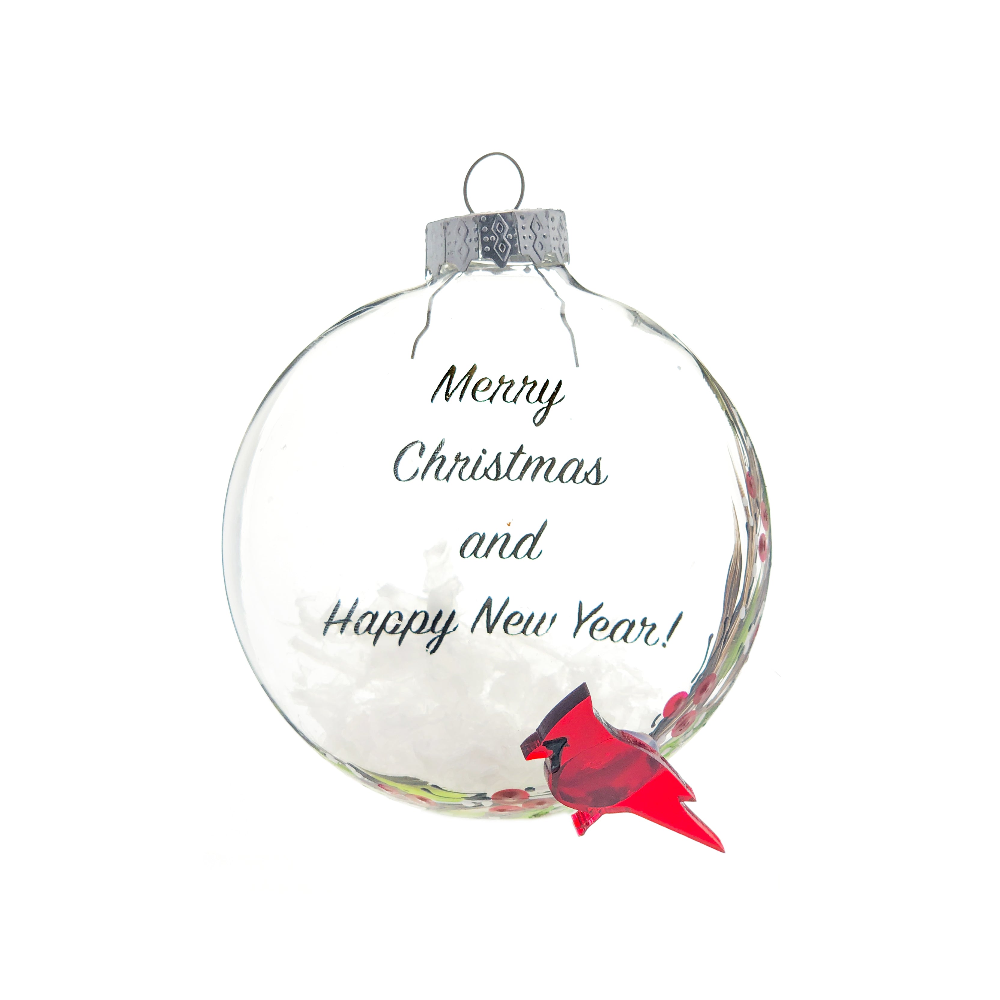 Clear Glass Cardinal Ornament