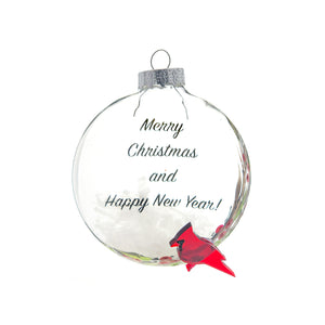 Clear Glass Cardinal Ornament