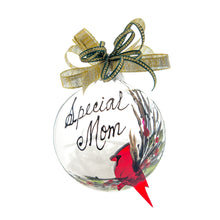 Load image into Gallery viewer, Clear Glass Cardinal Ornament with Bow
