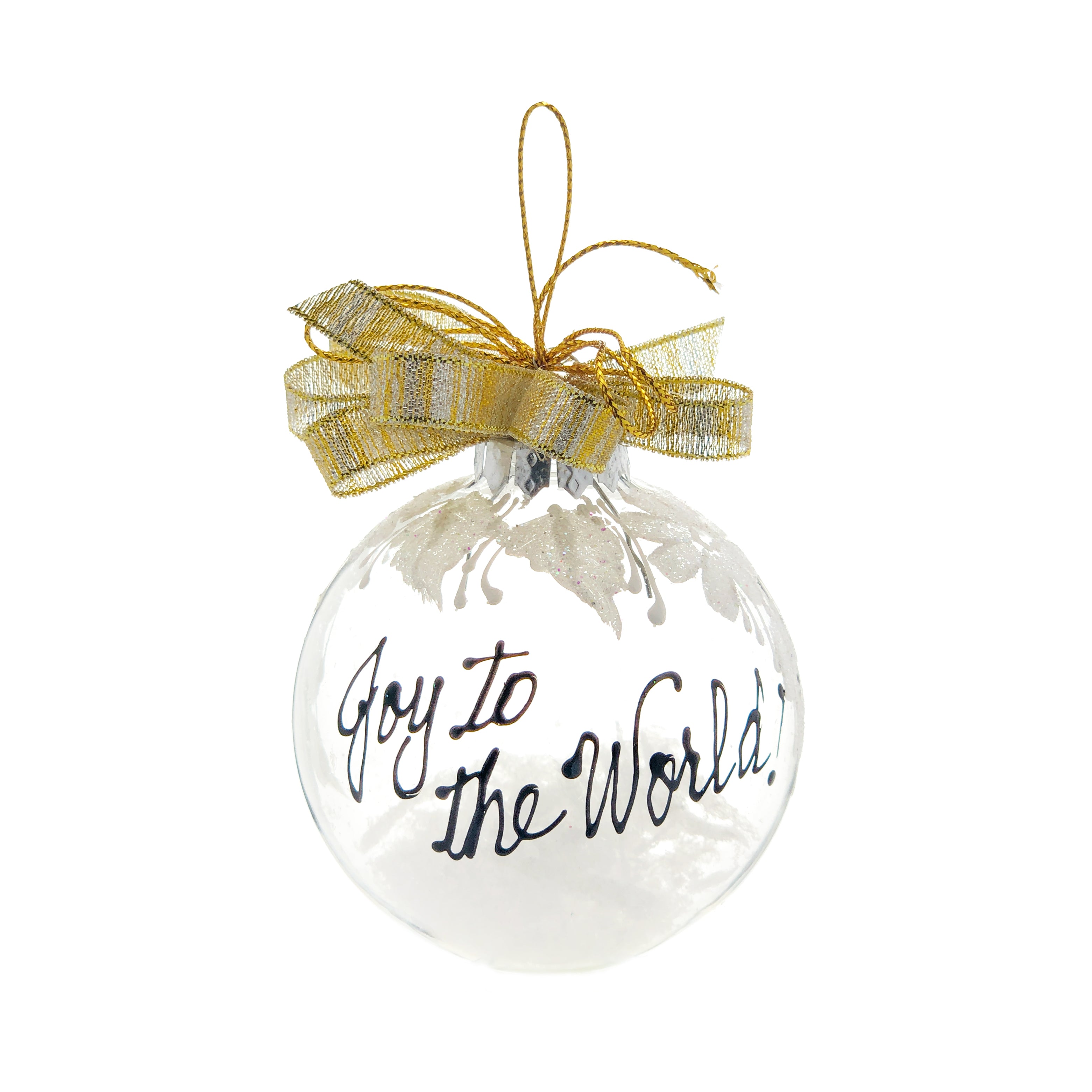 Clear Glass with Gold Bow Ornaments
