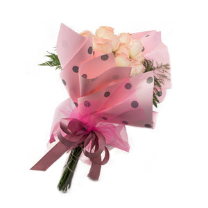 Blush Longstem Roses in Premium Waterproof Floral Wrap