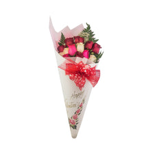 Load image into Gallery viewer, Long Stem Ecuadorian Roses in Handpainted Decorative Cone
